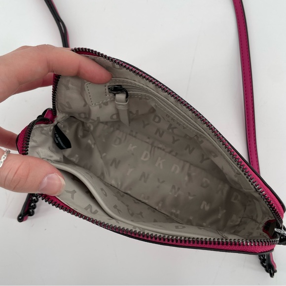 DKNY Bryant Dome Crossbody Bag Lipstick Pink Faux Leather - Picture 6 of 7
